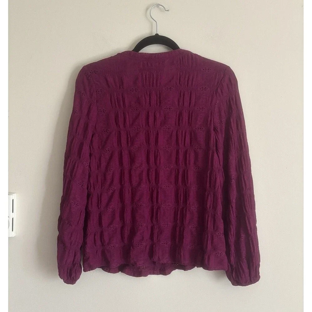 Frye Womens Small Top Purple Corset Textured Long Sleeve Boho Festival Hippie - Picture 6 of 6